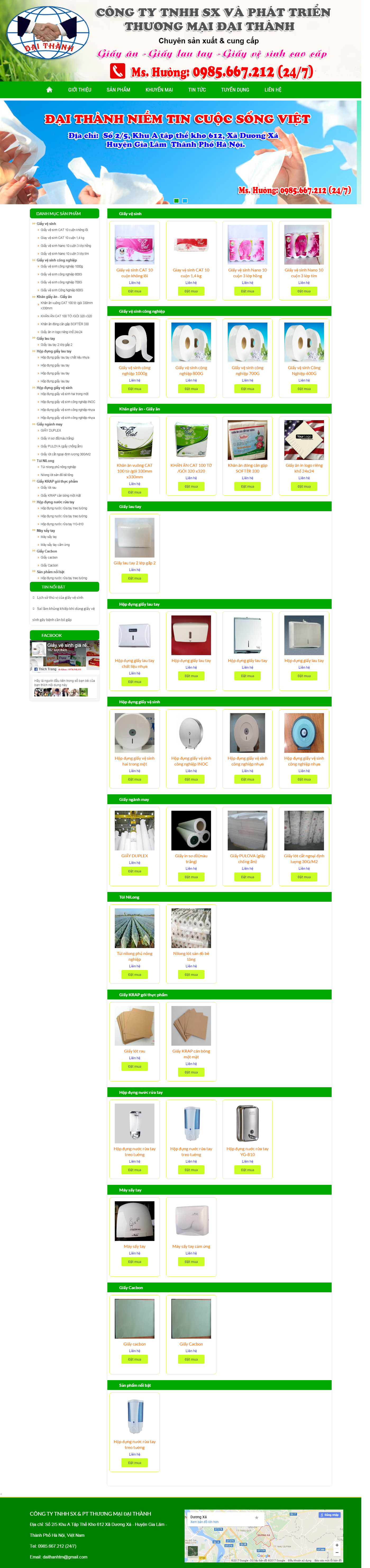 Thiết kế website giấy vệ sinh, giấy ăn, máy sấy tay, hộp đựng giấy